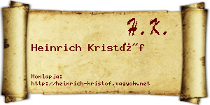 Heinrich Kristóf névjegykártya